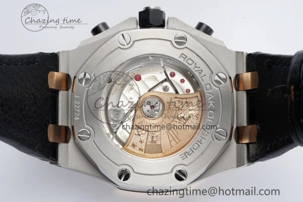 Royal Oak Offshore 42mm SS APF 1:1 Best Edition RG Bezel Blue Dial on Black Leather Strap A3126