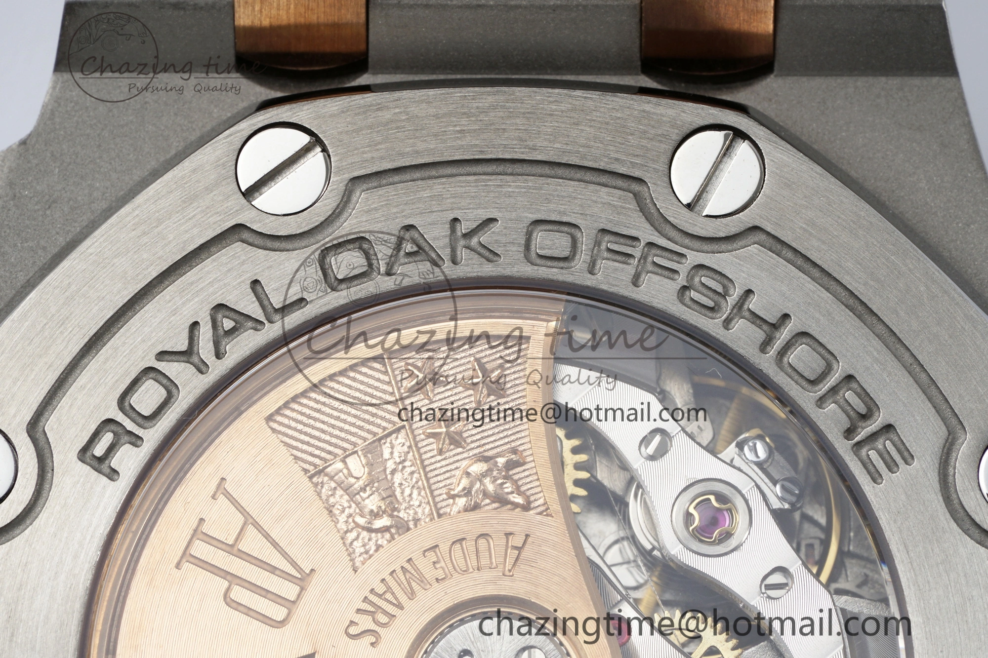Royal Oak Offshore 42mm SS APF 1:1 Best Edition RG Bezel Blue Dial on Black Leather Strap A3126