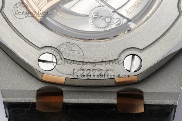 Royal Oak Offshore 42mm SS APF 1:1 Best Edition RG Bezel Blue Dial on Black Leather Strap A3126