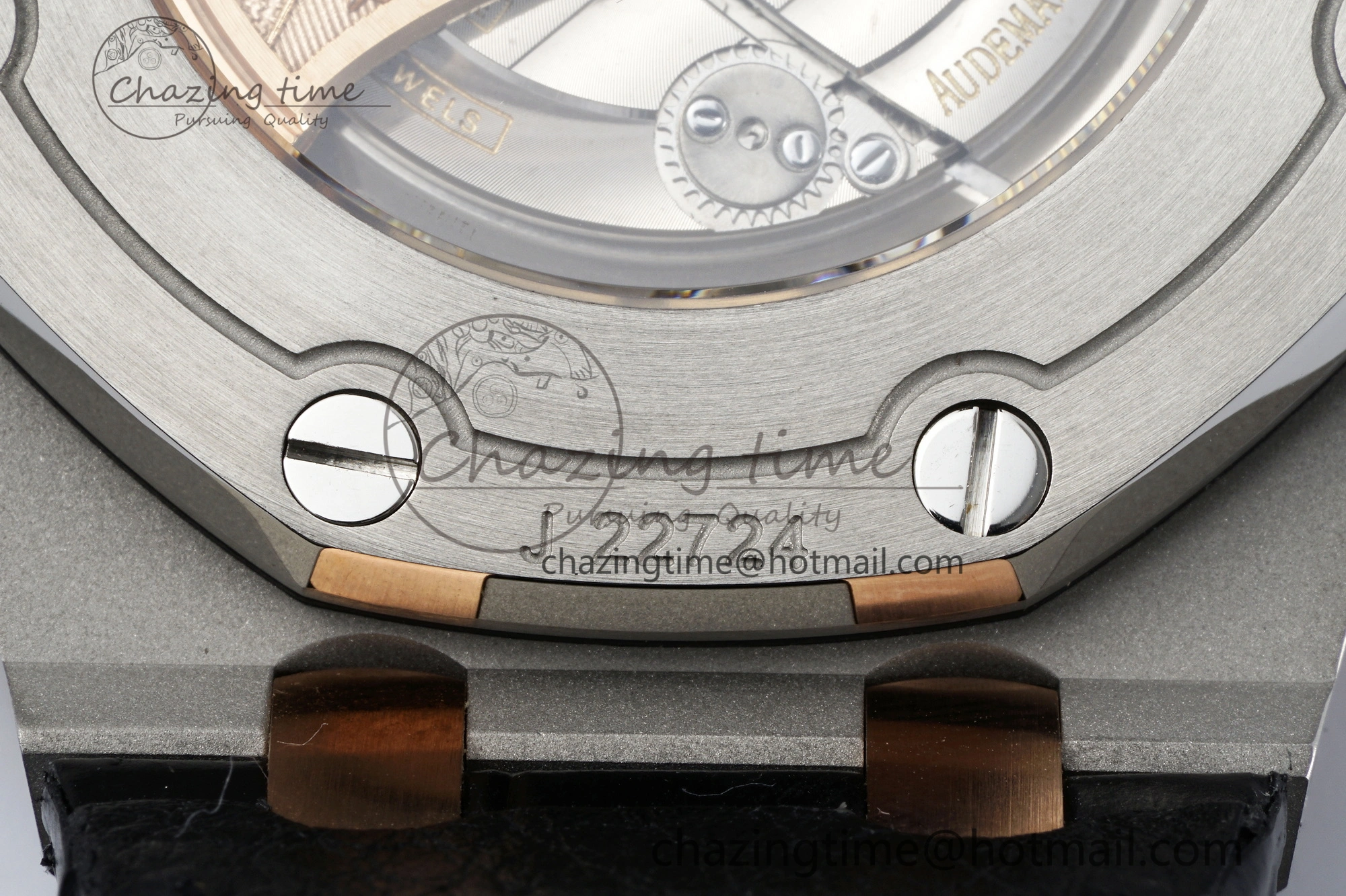 Royal Oak Offshore 42mm SS APF 1:1 Best Edition RG Bezel Blue Dial on Black Leather Strap A3126