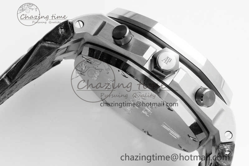 Royal Oak Offshore 42mm SS APF 1:1 Best Edition White Black Dial on Black Leather Strap A7750