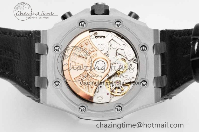 Royal Oak Offshore 42mm SS APF 1:1 Best Edition White Black Dial on Black Leather Strap A7750