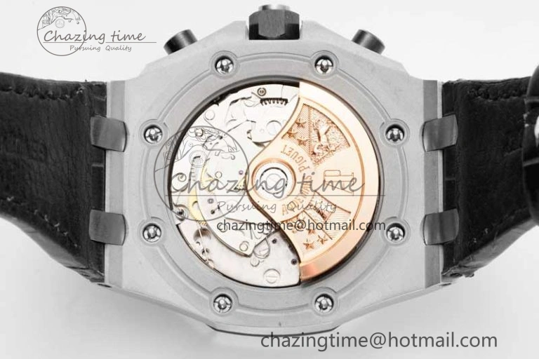 Royal Oak Offshore 42mm SS APF 1:1 Best Edition White Black Dial on Black Leather Strap A7750