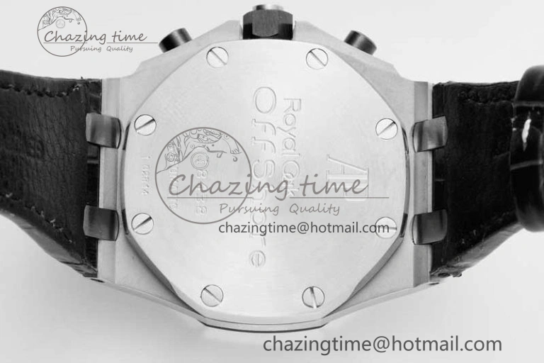 Royal Oak Offshore 42mm SS APF 1:1 Best Edition White Black Dial on Black Leather Strap A7750