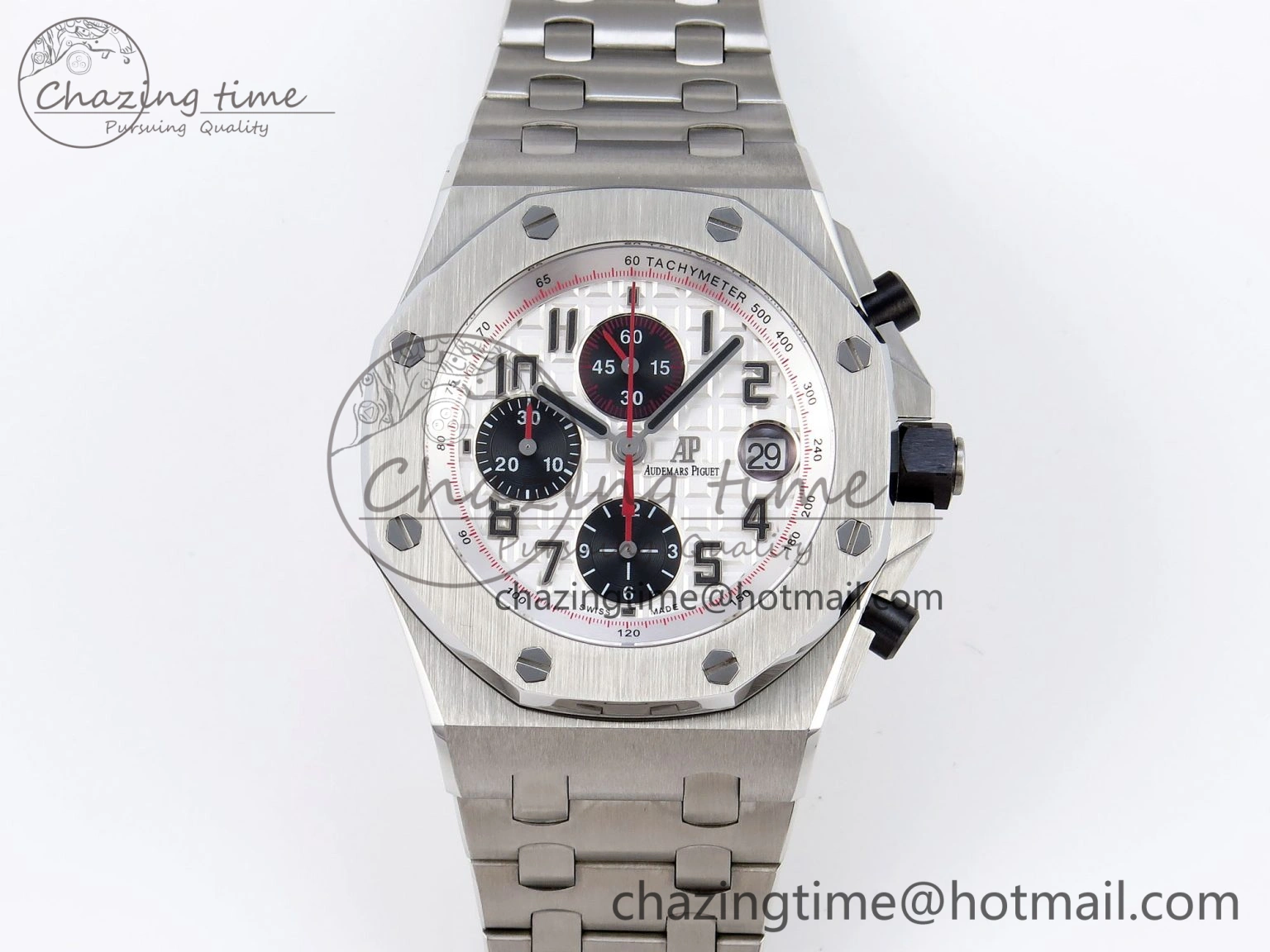 Royal Oak Offshore 42mm SS APF 1:1 Best Edition White Black Dial on SS Bracelet Strap A7750
