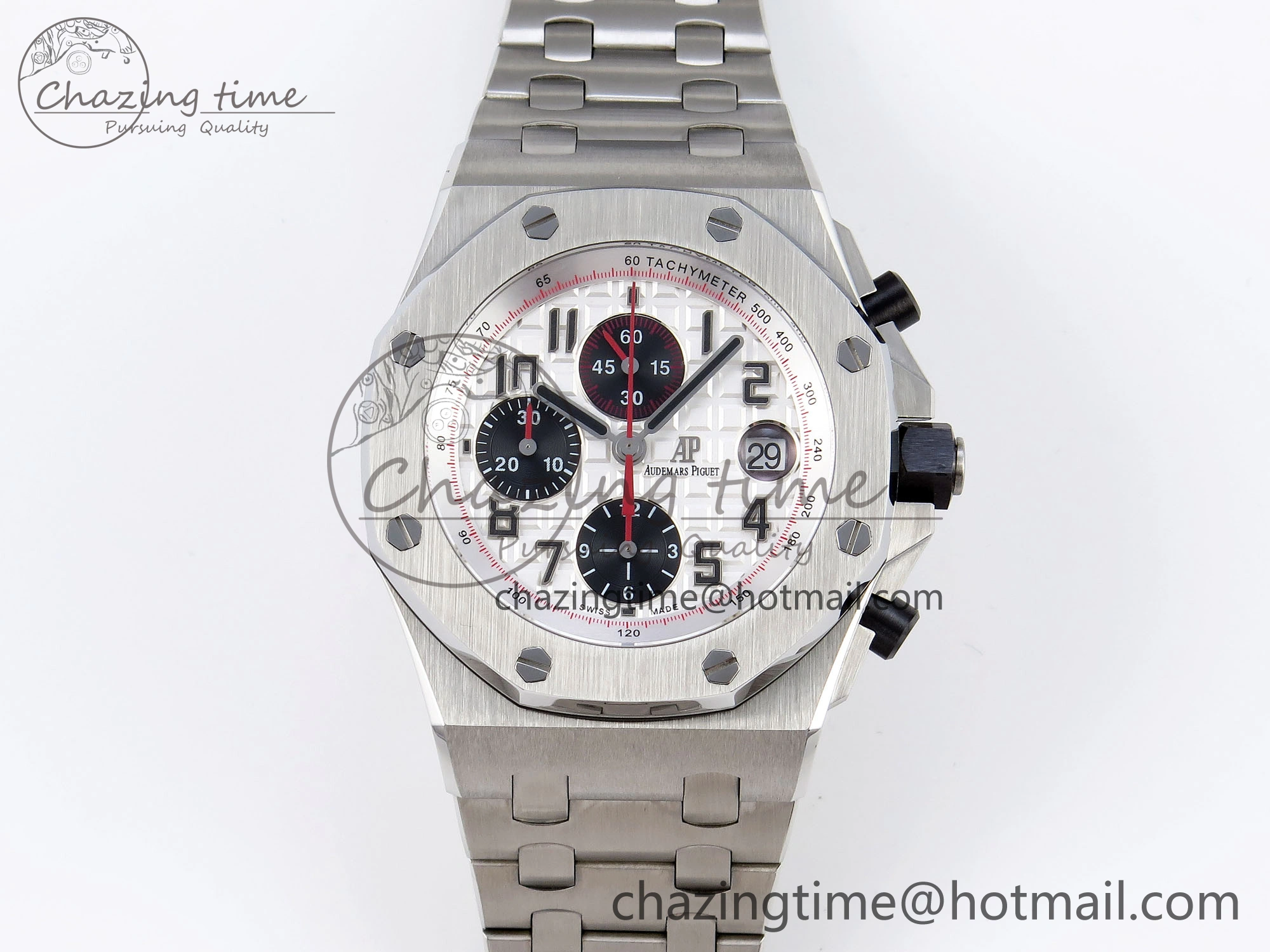 Royal Oak Offshore 42mm SS APF 1:1 Best Edition White Black Dial on SS Bracelet Strap A7750