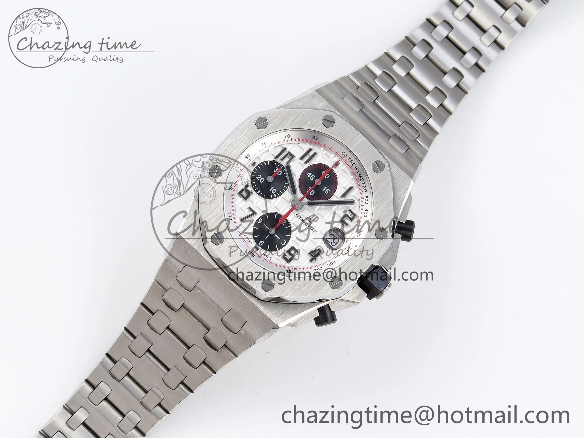 Royal Oak Offshore 42mm SS APF 1:1 Best Edition White Black Dial on SS Bracelet Strap A7750