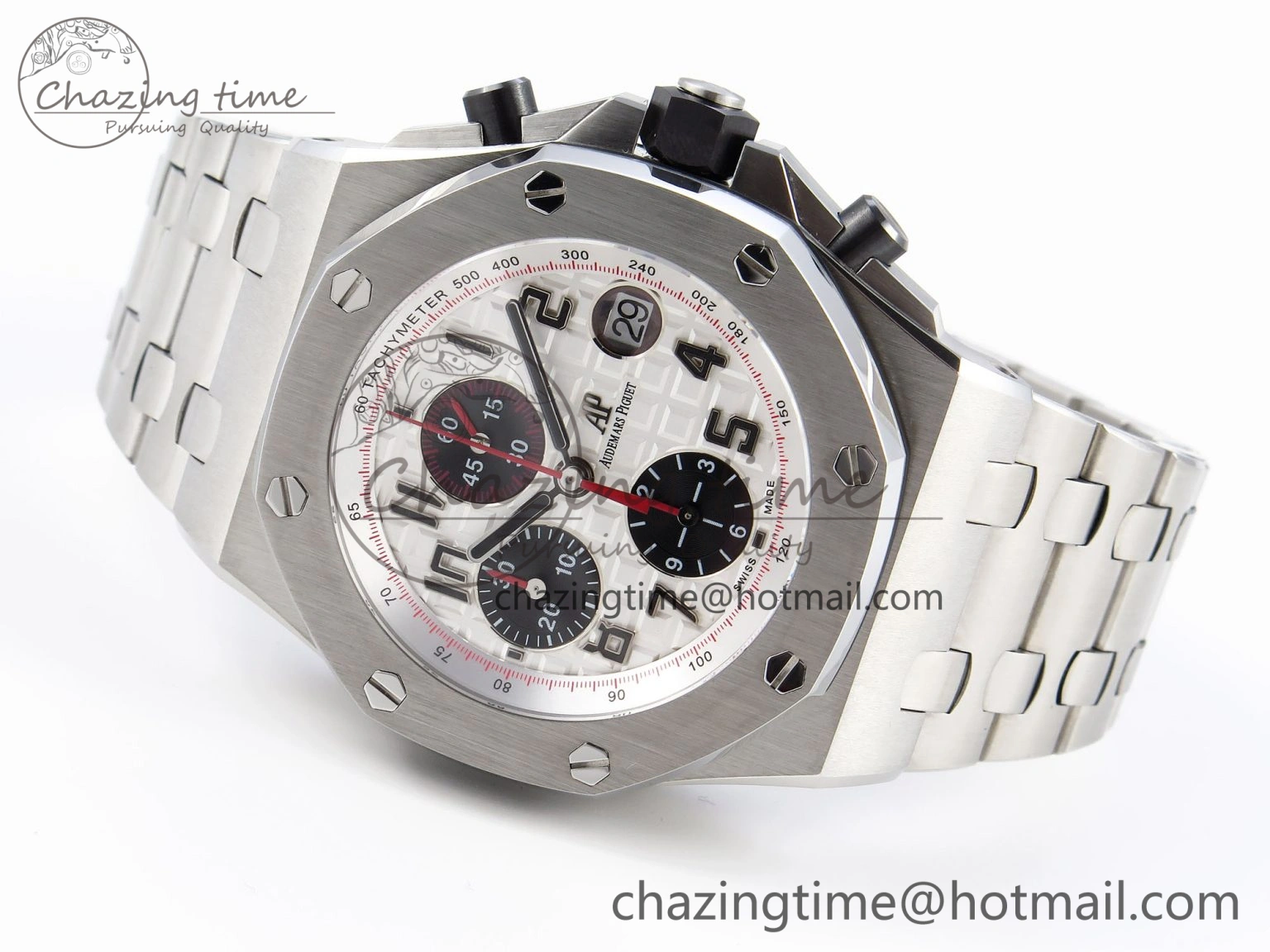 Royal Oak Offshore 42mm SS APF 1:1 Best Edition White Black Dial on SS Bracelet Strap A7750