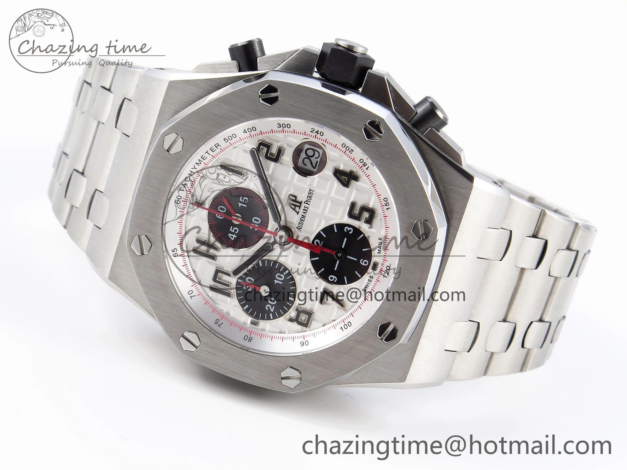 Royal Oak Offshore 42mm SS APF 1:1 Best Edition White Black Dial on SS Bracelet Strap A7750