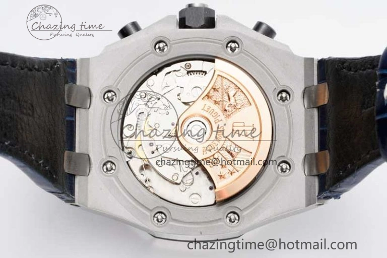 Royal Oak Offshore 42mm SS APF 1:1 Best Edition White Blue Dial on Blue Leather Strap A7750