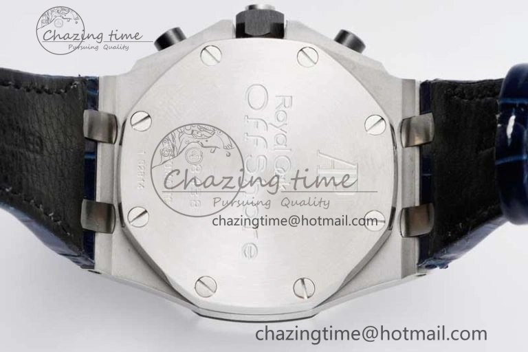 Royal Oak Offshore 42mm SS APF 1:1 Best Edition White Blue Dial on Blue Leather Strap A7750