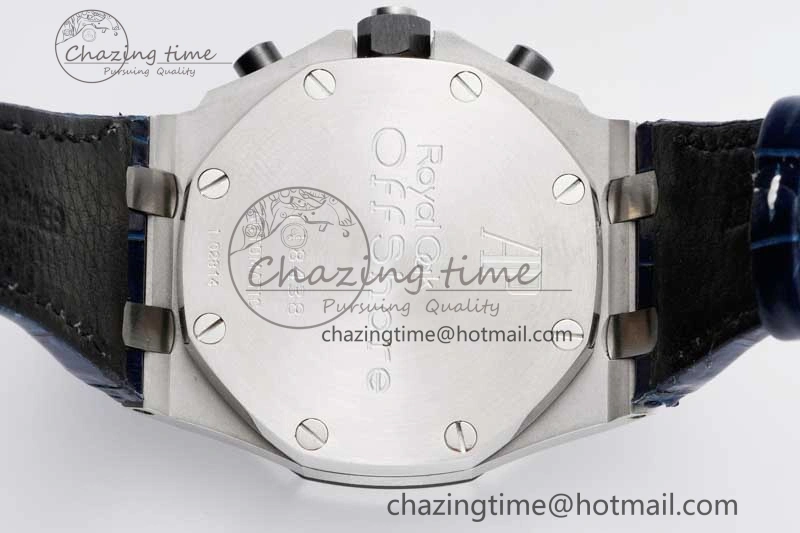 Royal Oak Offshore 42mm SS APF 1:1 Best Edition White Blue Dial on Blue Leather Strap A7750