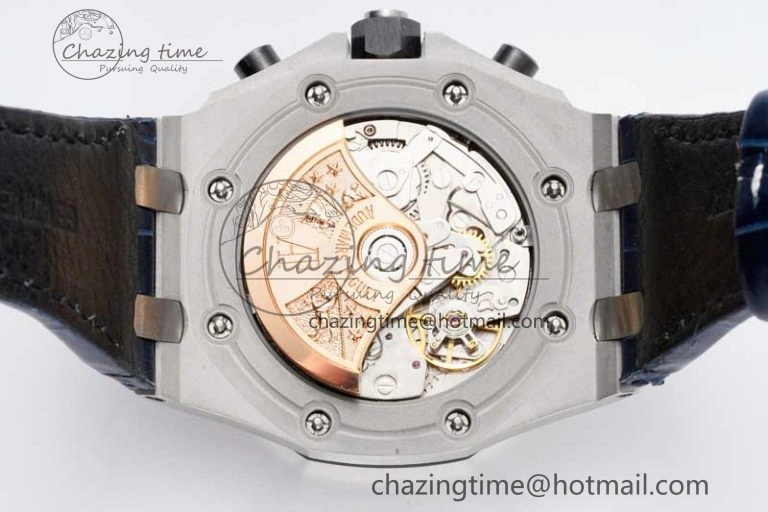 Royal Oak Offshore 42mm SS APF 1:1 Best Edition White Blue Dial on Blue Leather Strap A7750