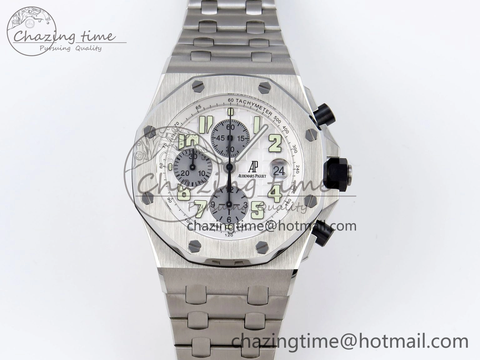 Royal Oak Offshore 42mm SS APF 1:1 Best Edition White Silver Dial on SS Bracelet Strap A7750