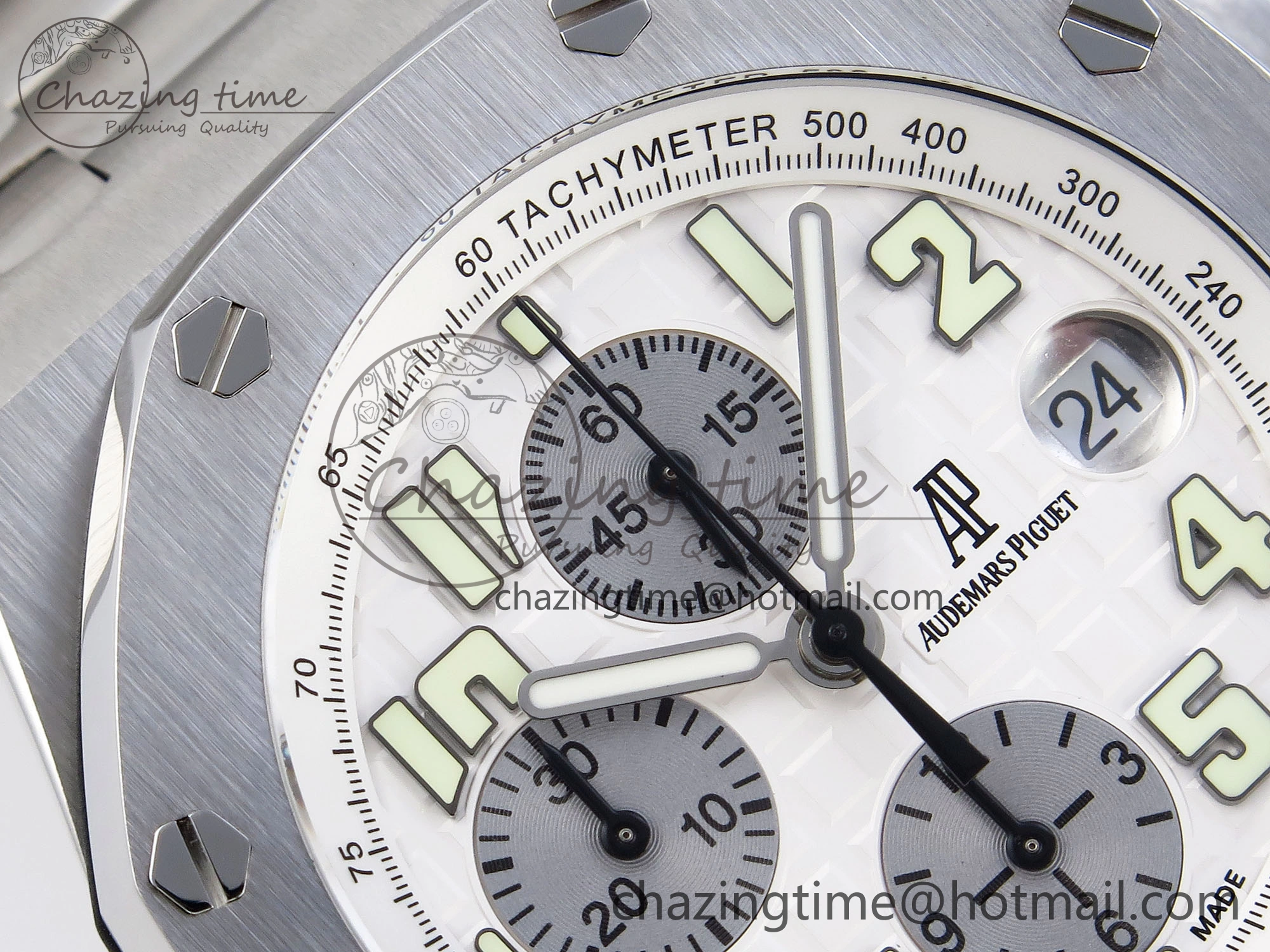 Royal Oak Offshore 42mm SS APF 1:1 Best Edition White Silver Dial on SS Bracelet Strap A7750