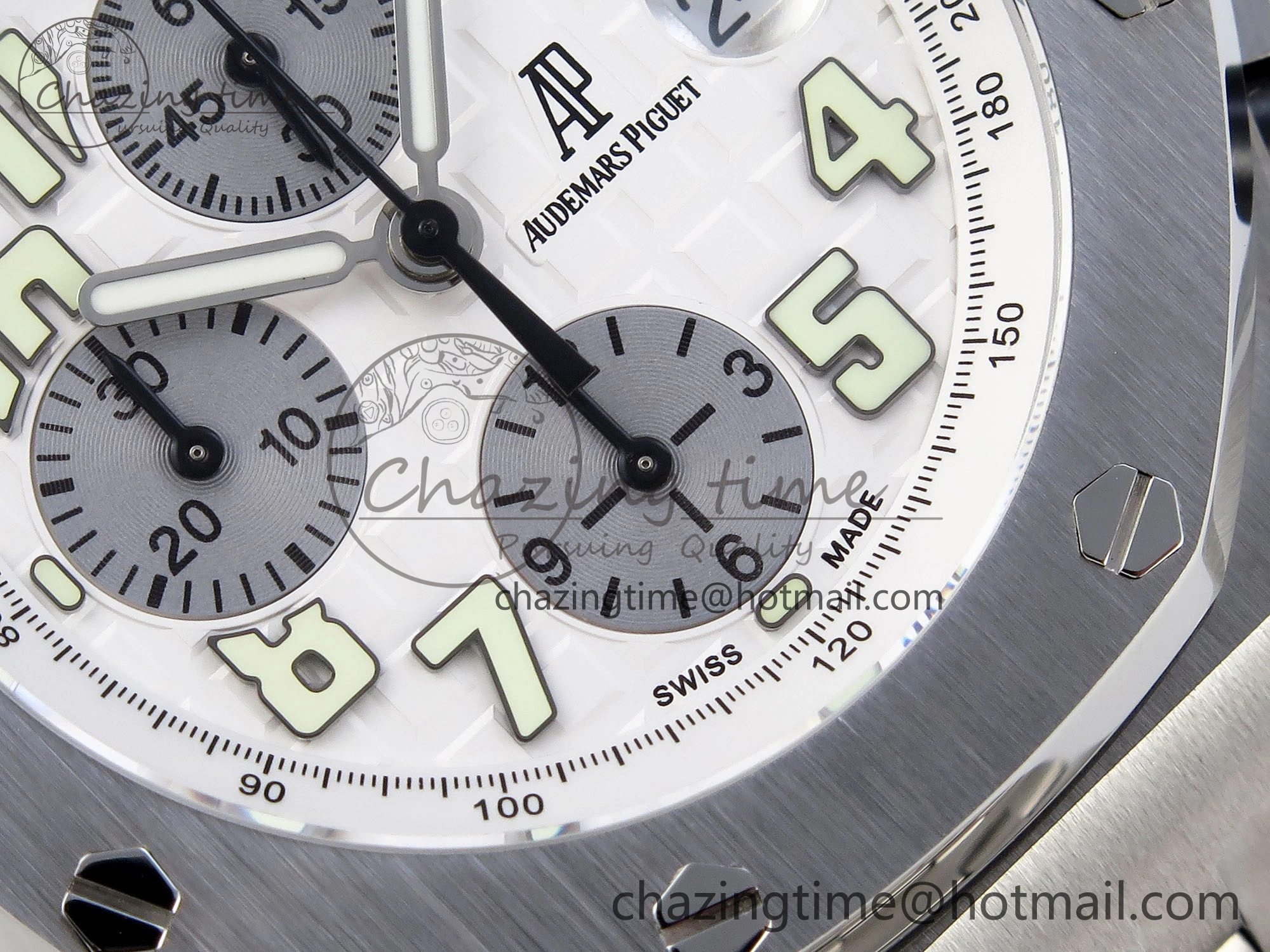 Royal Oak Offshore 42mm SS APF 1:1 Best Edition White Silver Dial on SS Bracelet Strap A7750