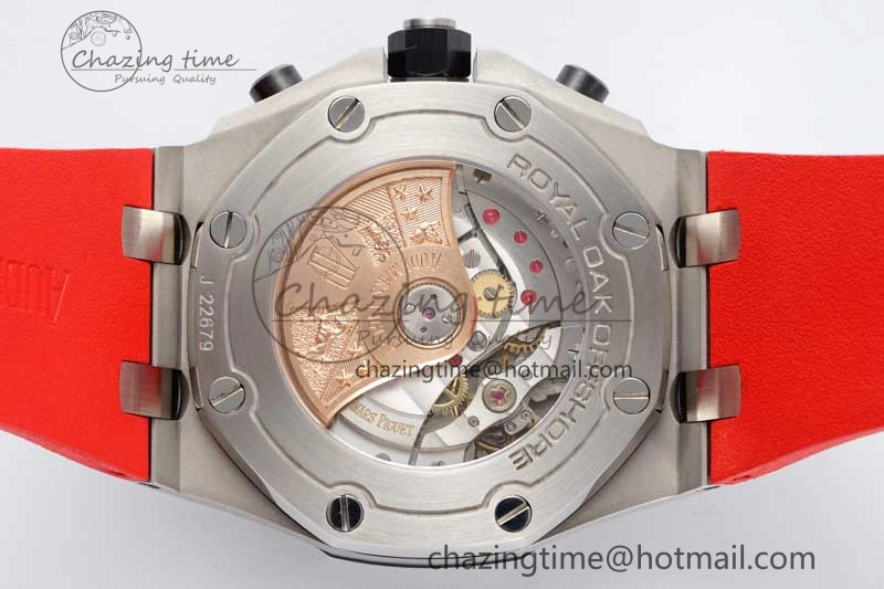 Royal Oak Offshore 42mm SS Black Ceramic Bezel APF 1:1 Best Edition Black Dial on Black Red Rubber Strap A3126