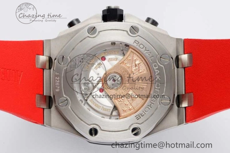 Royal Oak Offshore 42mm SS Black Ceramic Bezel APF 1:1 Best Edition Black Dial on Black Red Rubber Strap A3126