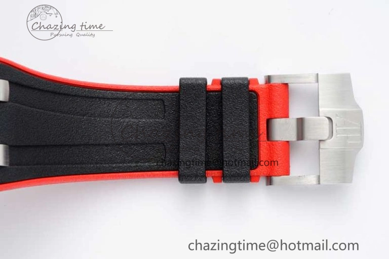 Royal Oak Offshore 42mm SS Black Ceramic Bezel APF 1:1 Best Edition Black Dial on Black Red Rubber Strap A3126