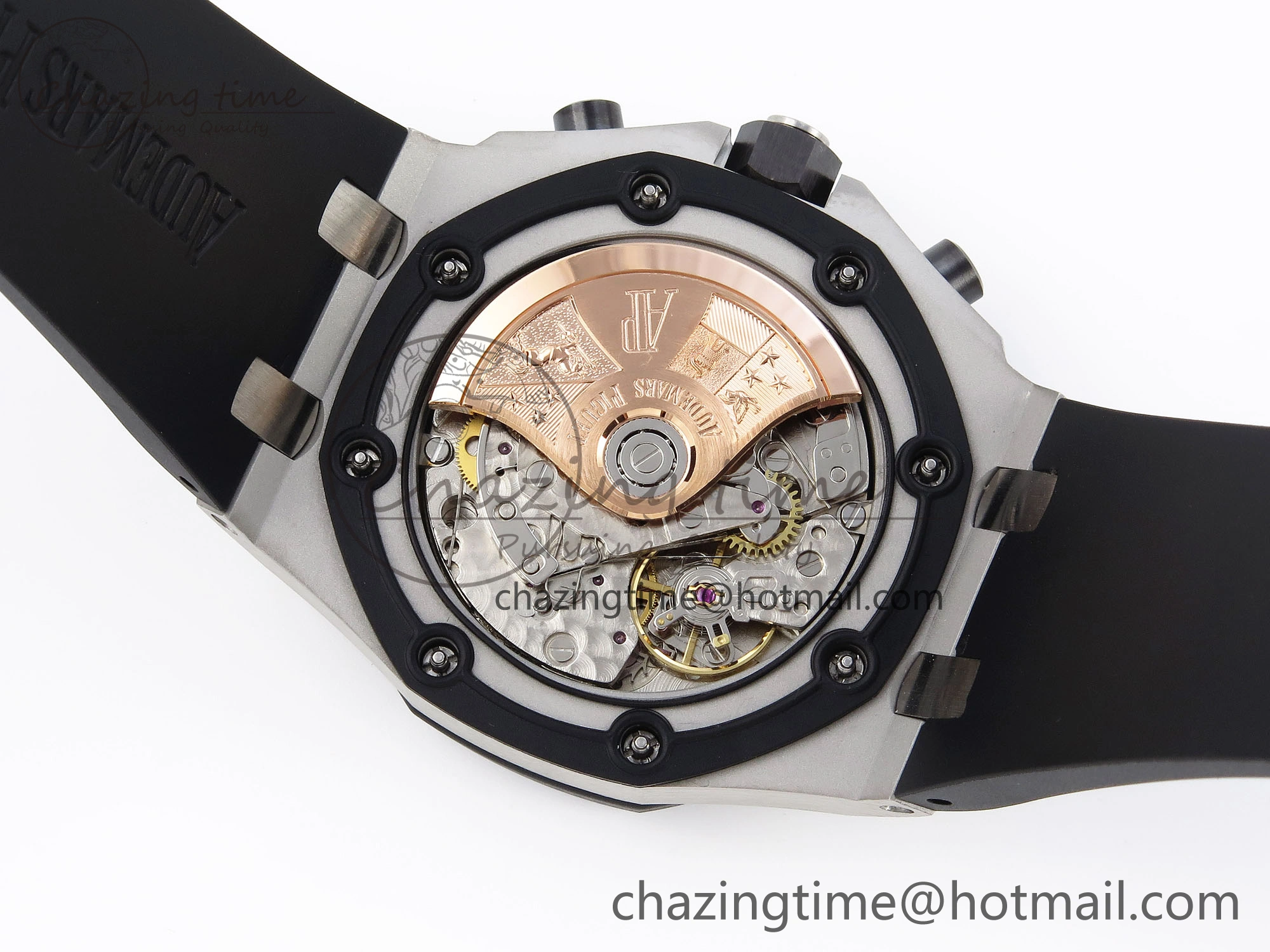 Royal Oak Offshore 42mm SS Black Ceramic Bezel APF 1:1 Best Edition White Silver Dial on Black Rubber Strap A7750