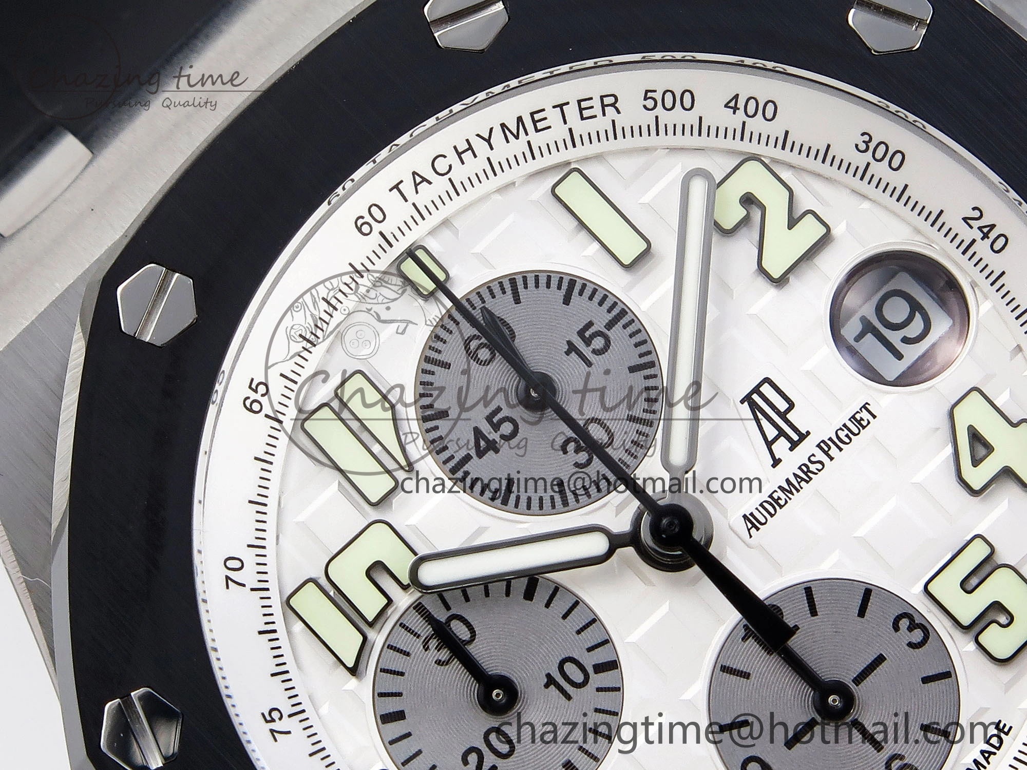 Royal Oak Offshore 42mm SS Black Ceramic Bezel APF 1:1 Best Edition White Silver Dial on Black Rubber Strap A7750