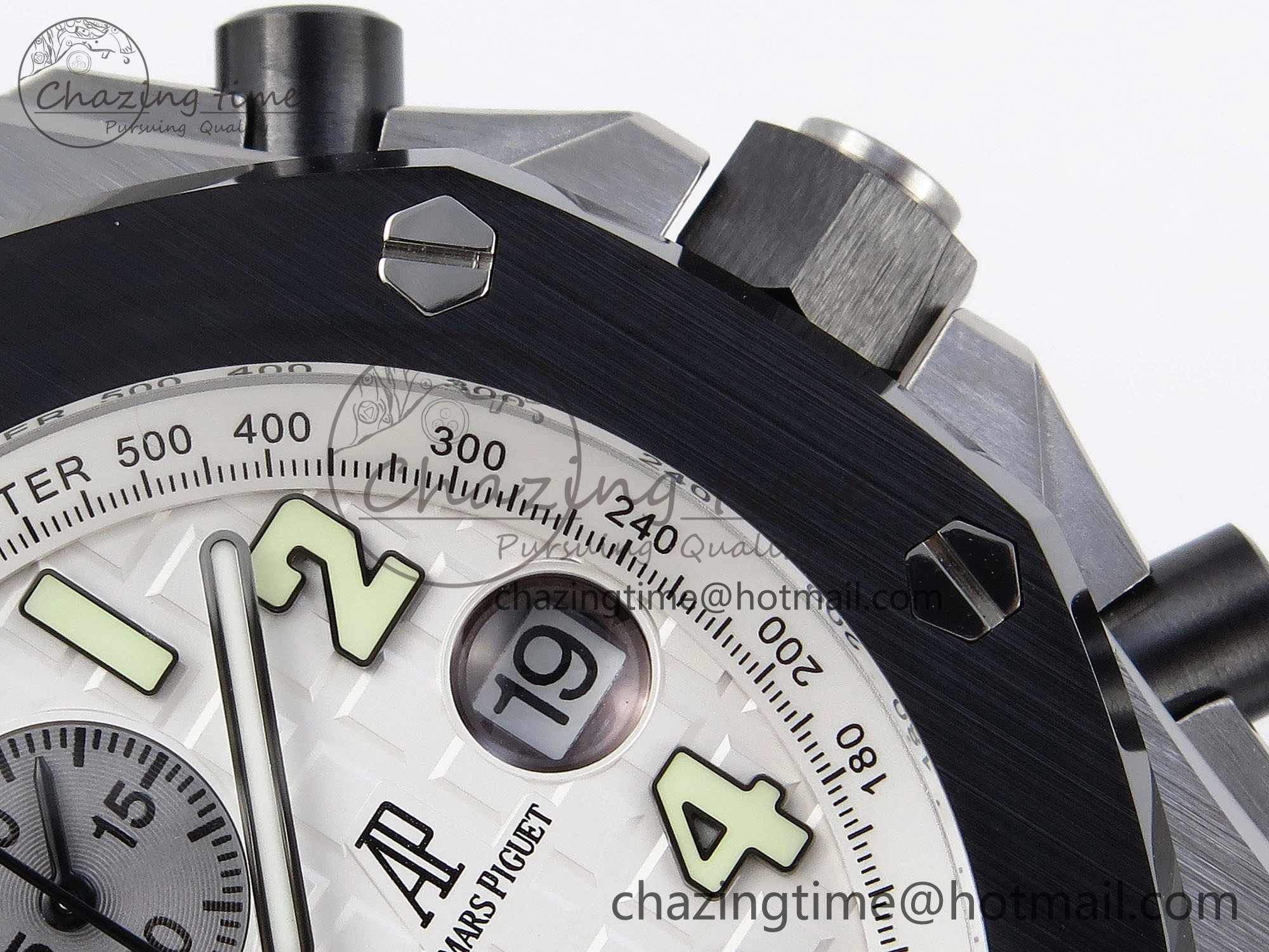 Royal Oak Offshore 42mm SS Black Ceramic Bezel APF 1:1 Best Edition White Silver Dial on Black Rubber Strap A7750
