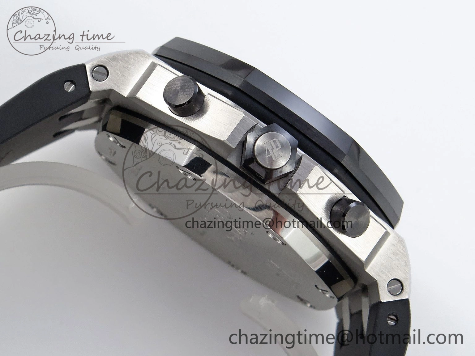 Royal Oak Offshore 42mm SS Black Ceramic Bezel APF 1:1 Best Edition White Silver Dial on Black Rubber Strap A7750