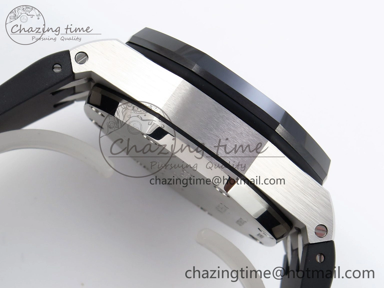 Royal Oak Offshore 42mm SS Black Ceramic Bezel APF 1:1 Best Edition White Silver Dial on Black Rubber Strap A7750