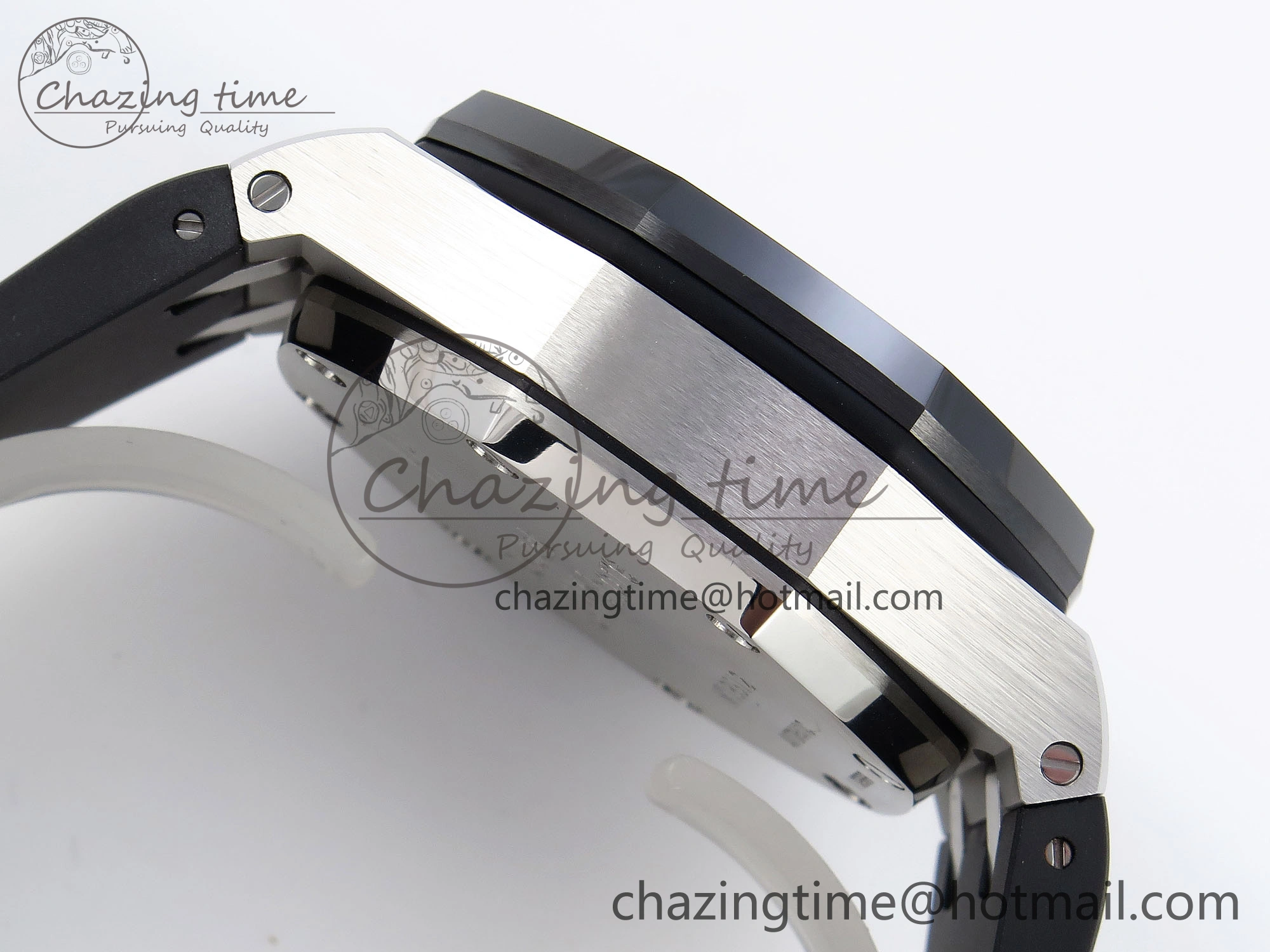 Royal Oak Offshore 42mm SS Black Ceramic Bezel APF 1:1 Best Edition White Silver Dial on Black Rubber Strap A7750