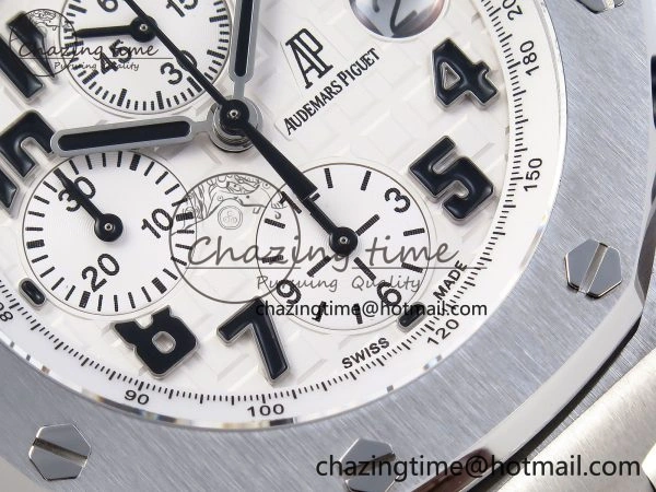 Royal Oak Offshore 42mm Safari SS APF 1:1 Best Edition White Dial on Brown Leather Strap A7750