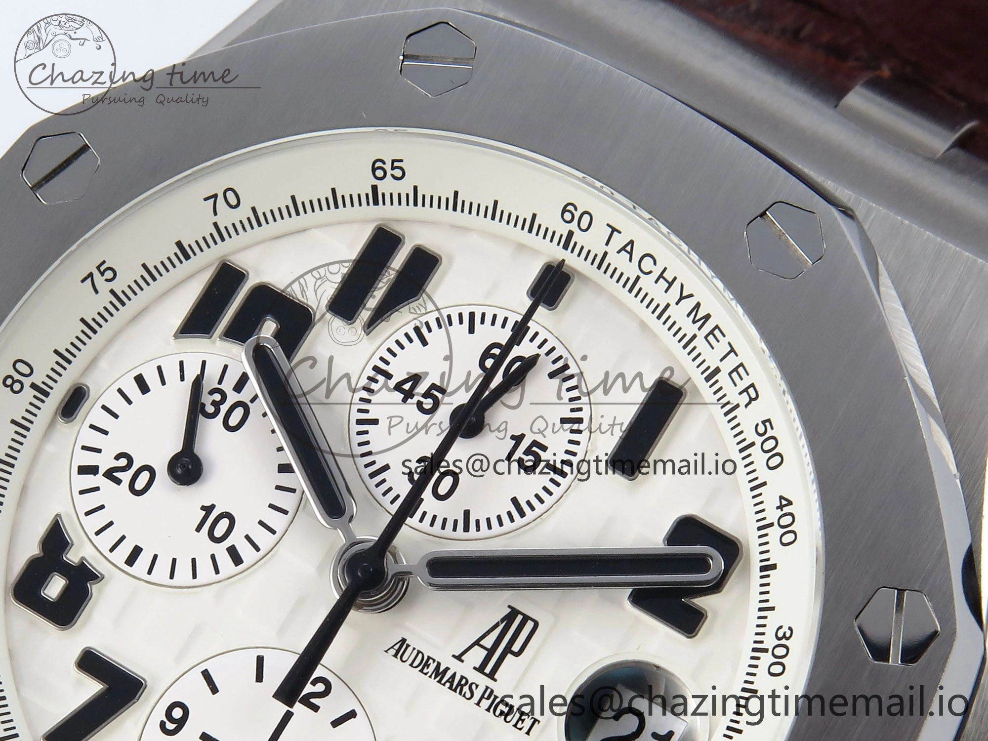 Royal Oak Offshore 42mm Safari TKF Best Edition White Dial on Brown Leather Strap A7750