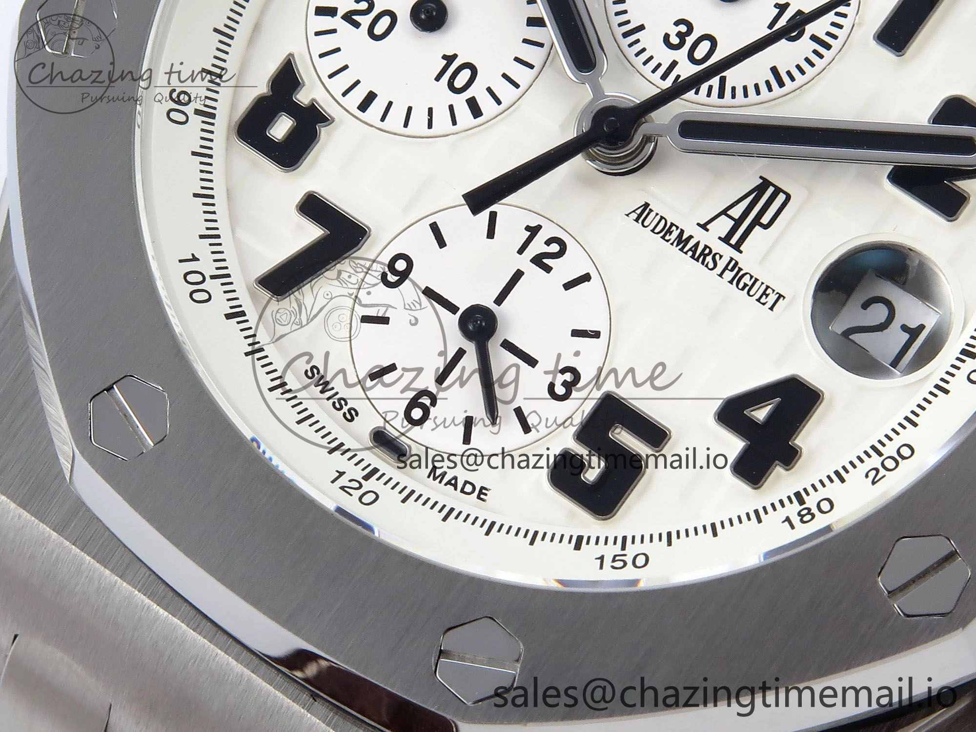 Royal Oak Offshore 42mm Safari TKF Best Edition White Dial on Brown Leather Strap A7750