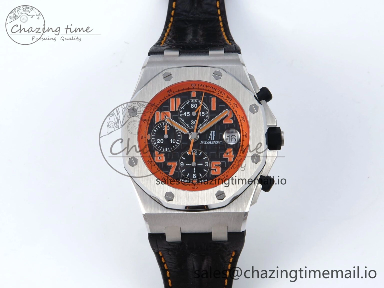Royal Oak Offshore 42mm Volcano TKF Best Edition Black Dial on Black Leather Strap A7750