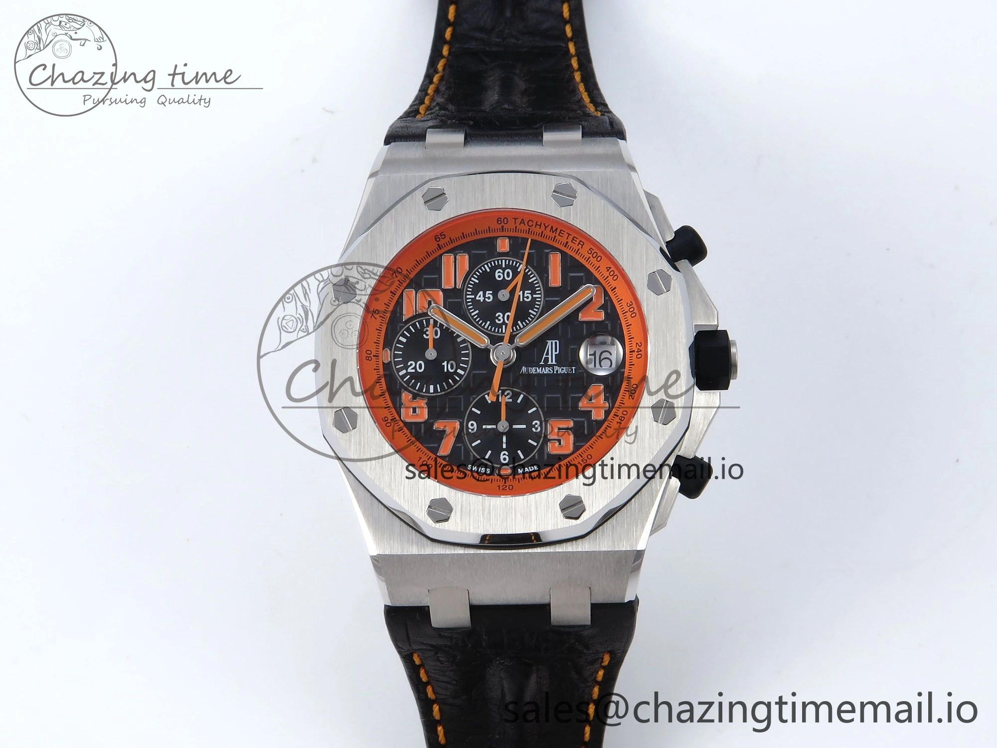 Royal Oak Offshore 42mm Volcano TKF Best Edition Black Dial on Black Leather Strap A7750