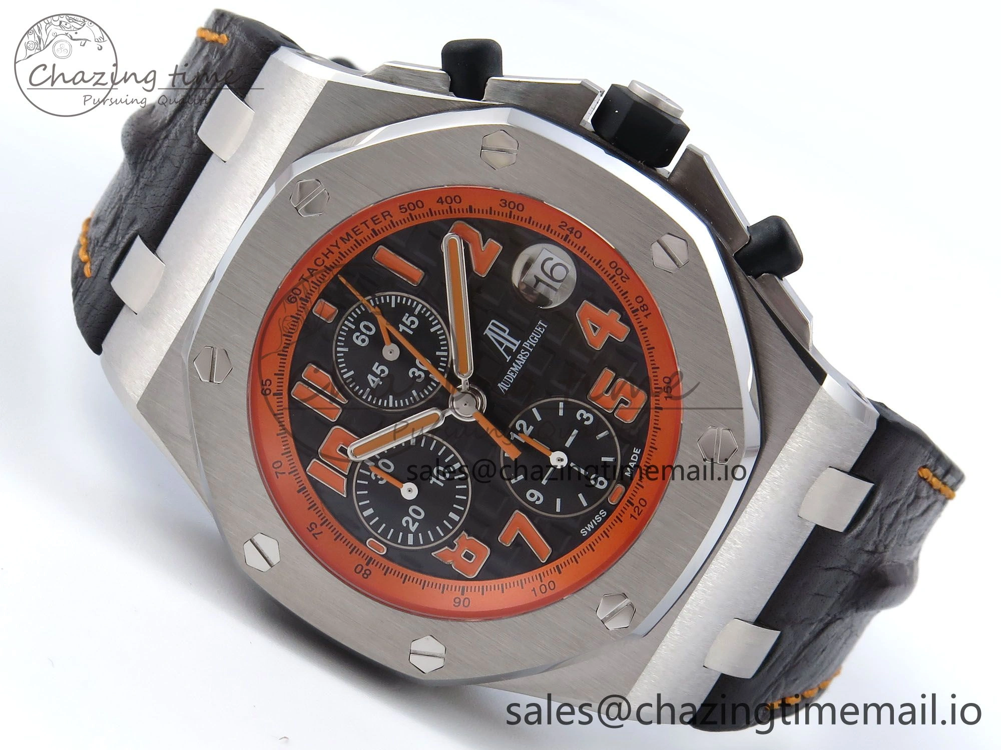 Royal Oak Offshore 42mm Volcano TKF Best Edition Black Dial on Black Leather Strap A7750