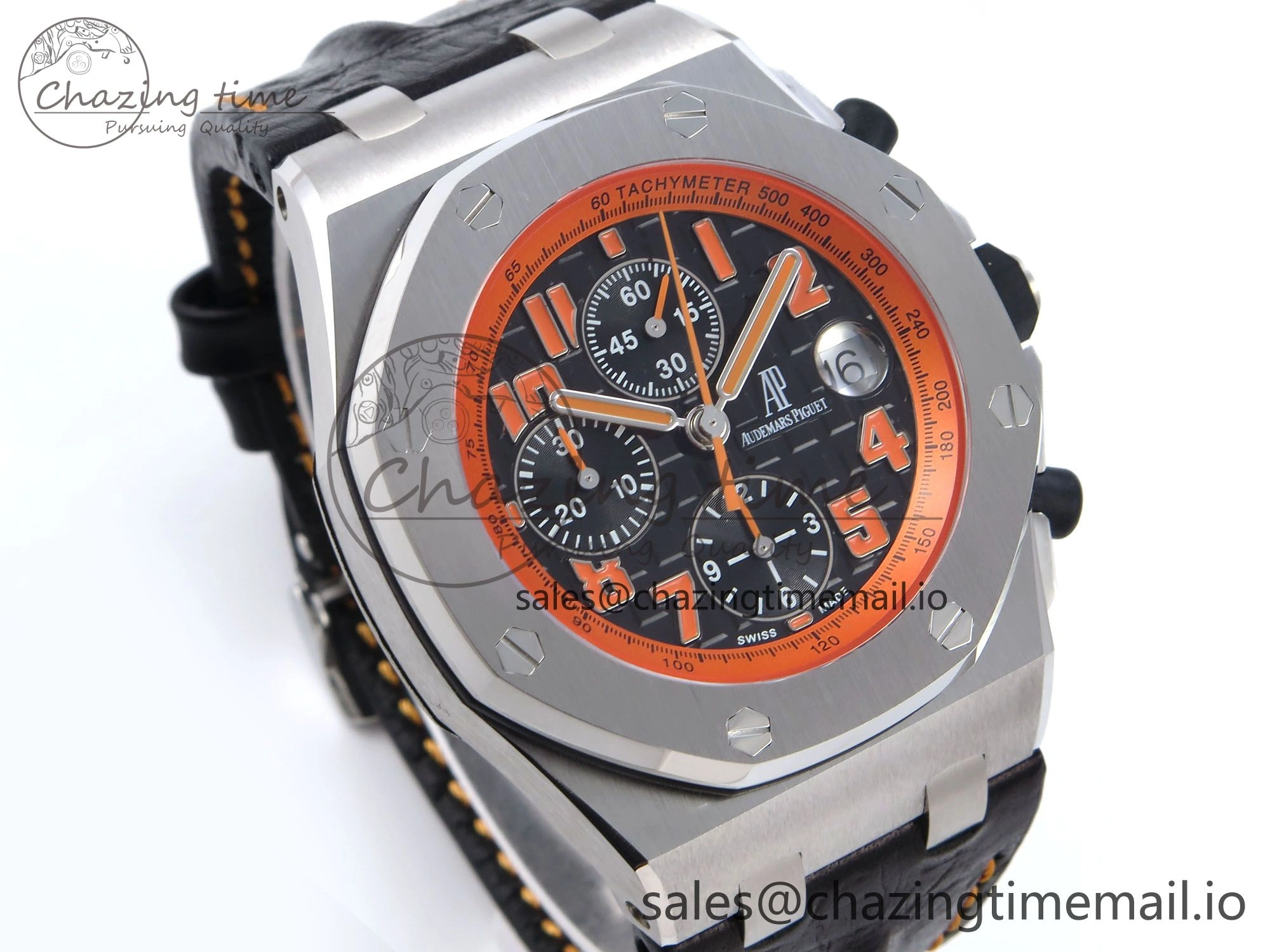 Royal Oak Offshore 42mm Volcano TKF Best Edition Black Dial on Black Leather Strap A7750