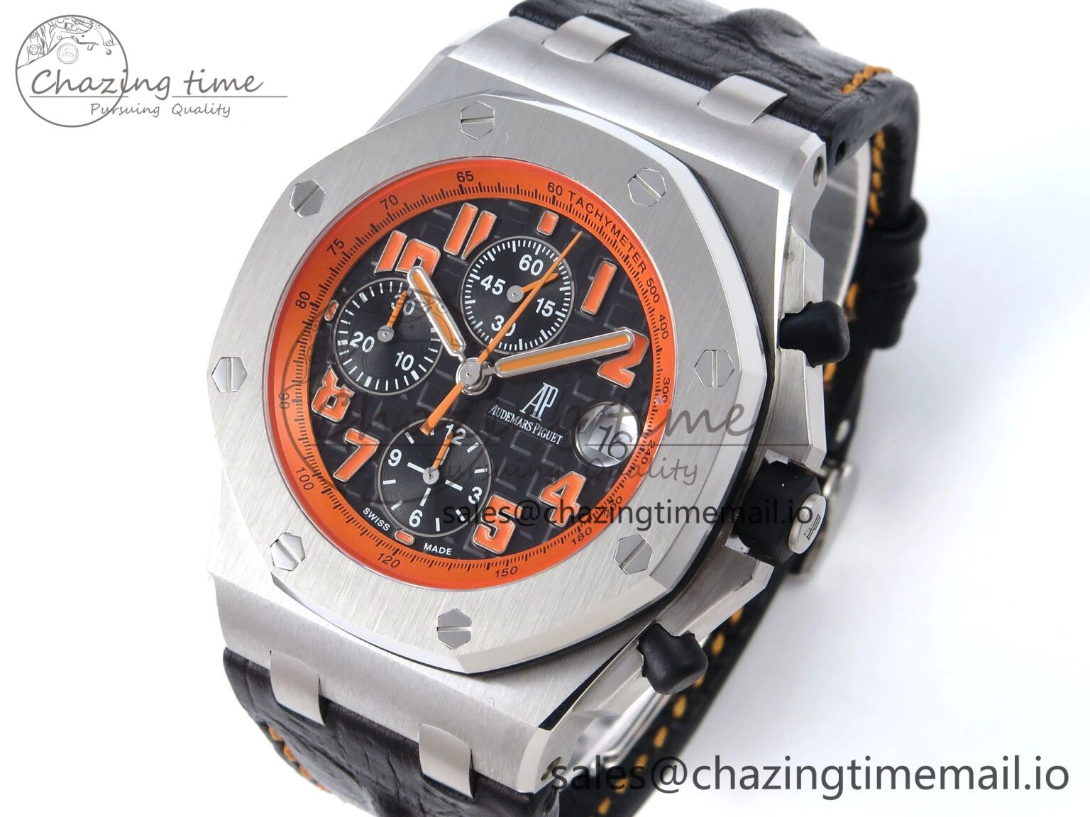 Royal Oak Offshore 42mm Volcano TKF Best Edition Black Dial on Black Leather Strap A7750