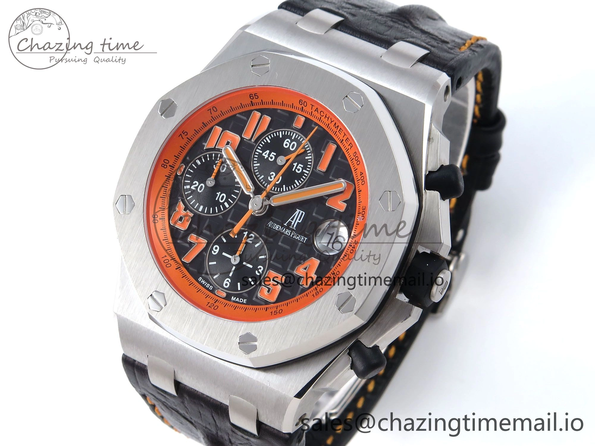 Royal Oak Offshore 42mm Volcano TKF Best Edition Black Dial on Black Leather Strap A7750
