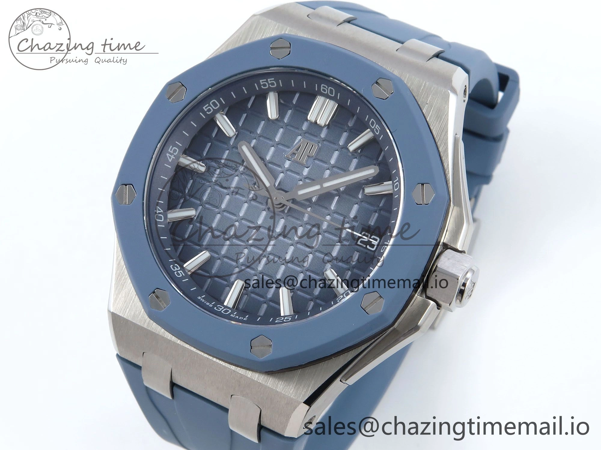 Royal Oak Offshore 43mm 15605SK APPF Best Edition Titanium Blue Dial on Blue Rubber Strap SA4302
