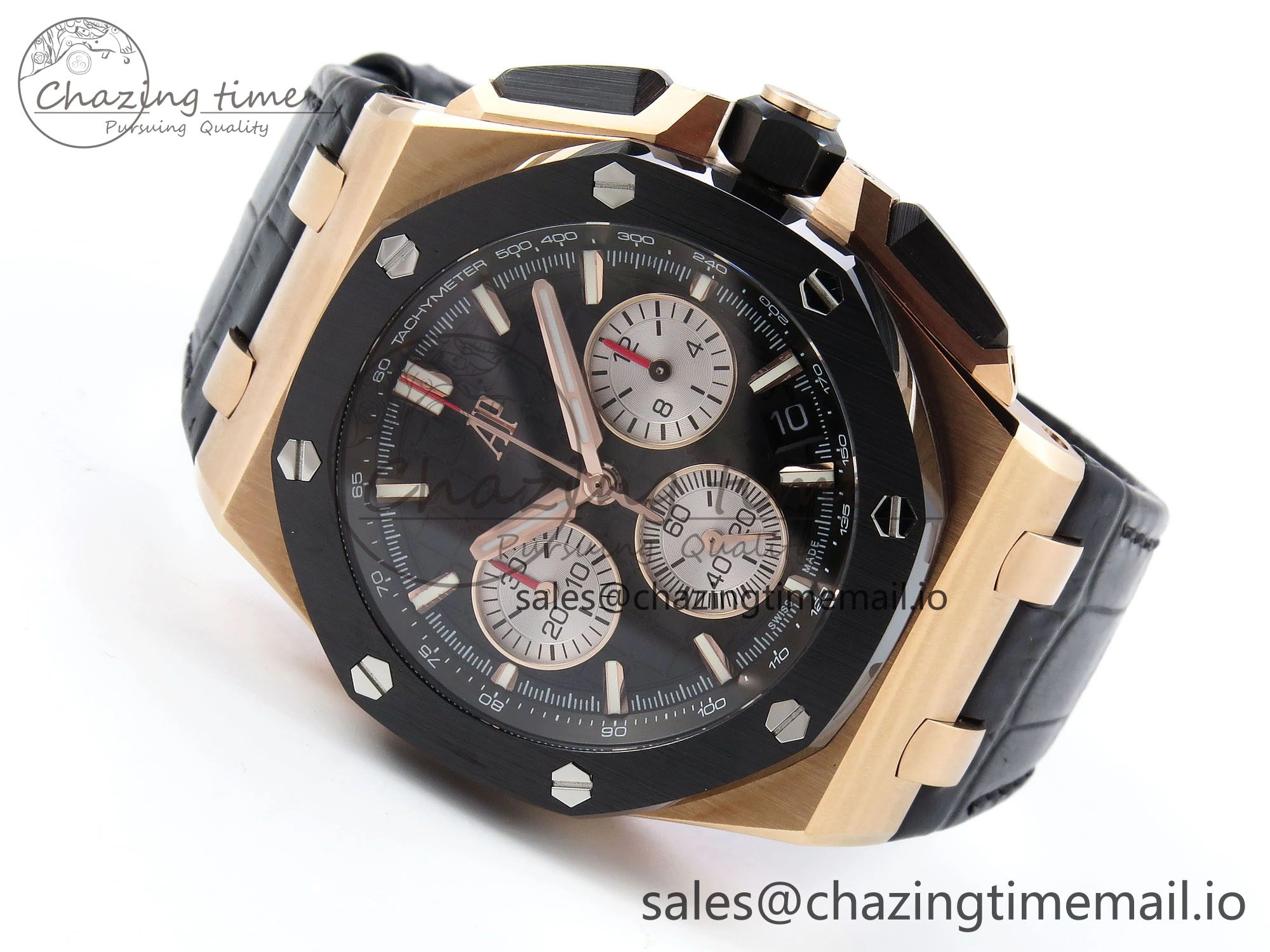 Royal Oak Offshore 43mm 26420ro RG APPF Best Edition Black Dial on Black Leather Strap A4401