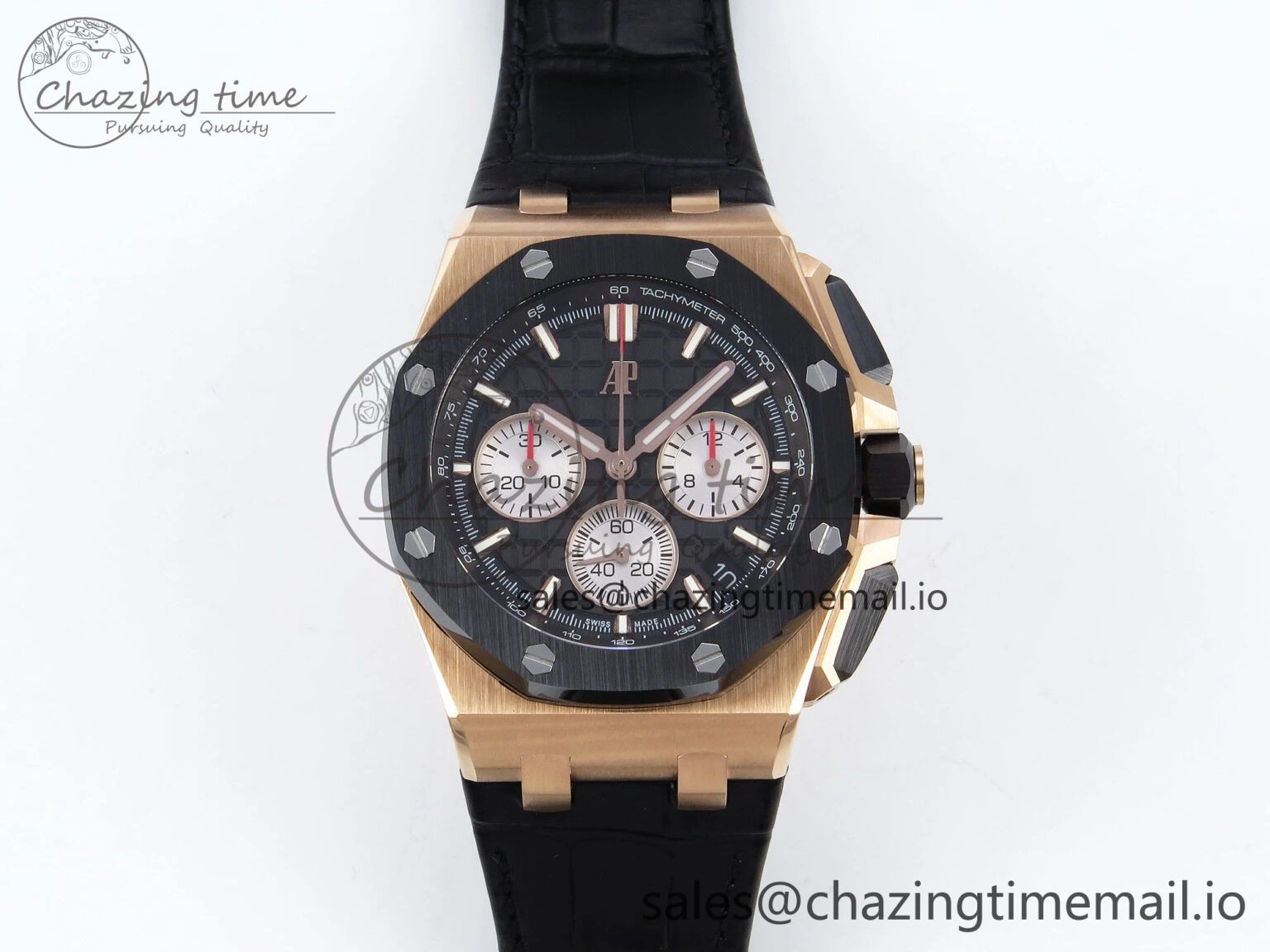 Royal Oak Offshore 43mm 26420ro RG APPF Best Edition Black Dial on Black Leather Strap A4401