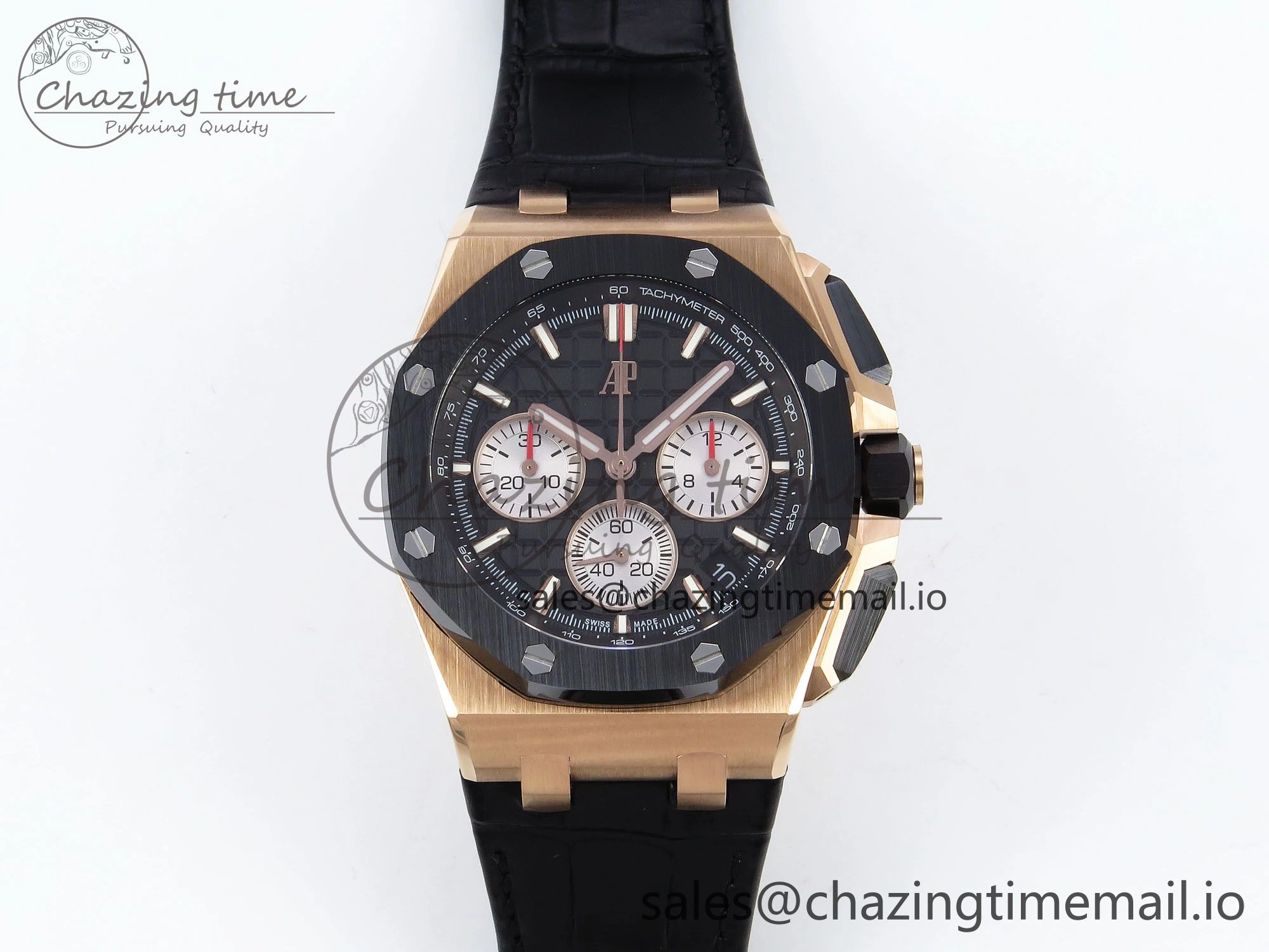 Royal Oak Offshore 43mm 26420ro RG APPF Best Edition Black Dial on Black Leather Strap A4401