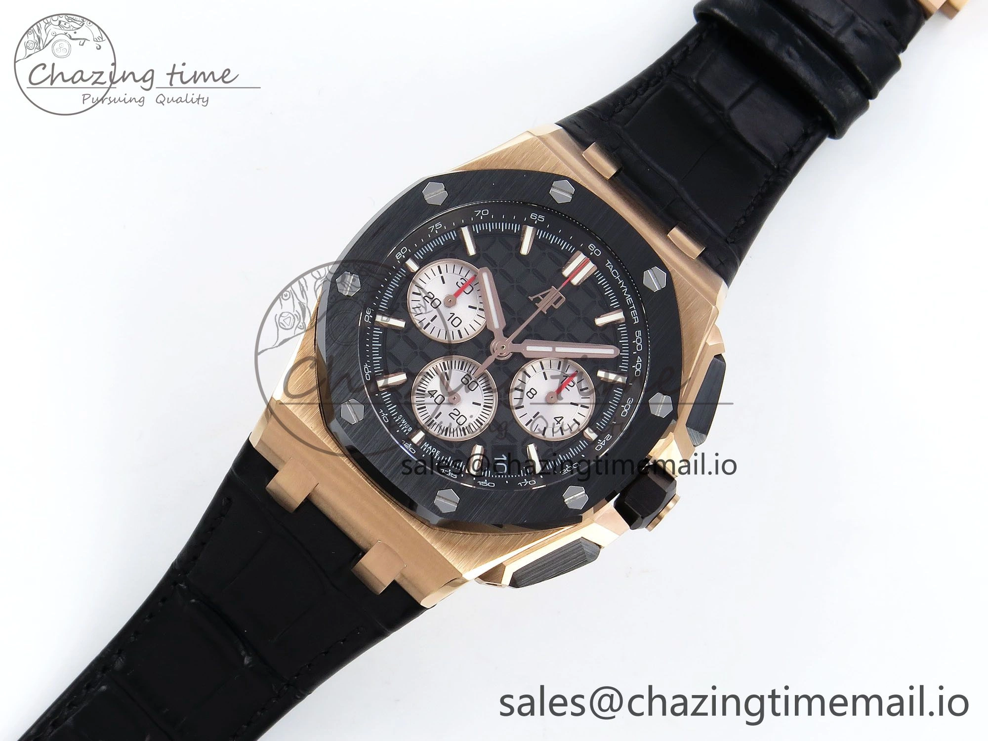 Royal Oak Offshore 43mm 26420ro RG APPF Best Edition Black Dial on Black Leather Strap A4401