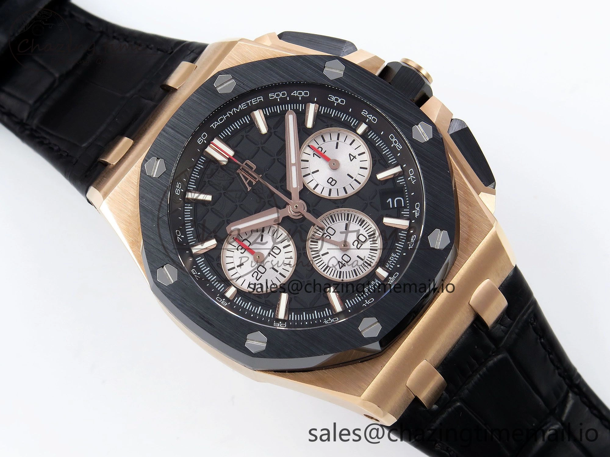 Royal Oak Offshore 43mm 26420ro RG APPF Best Edition Black Dial on Black Leather Strap A4401