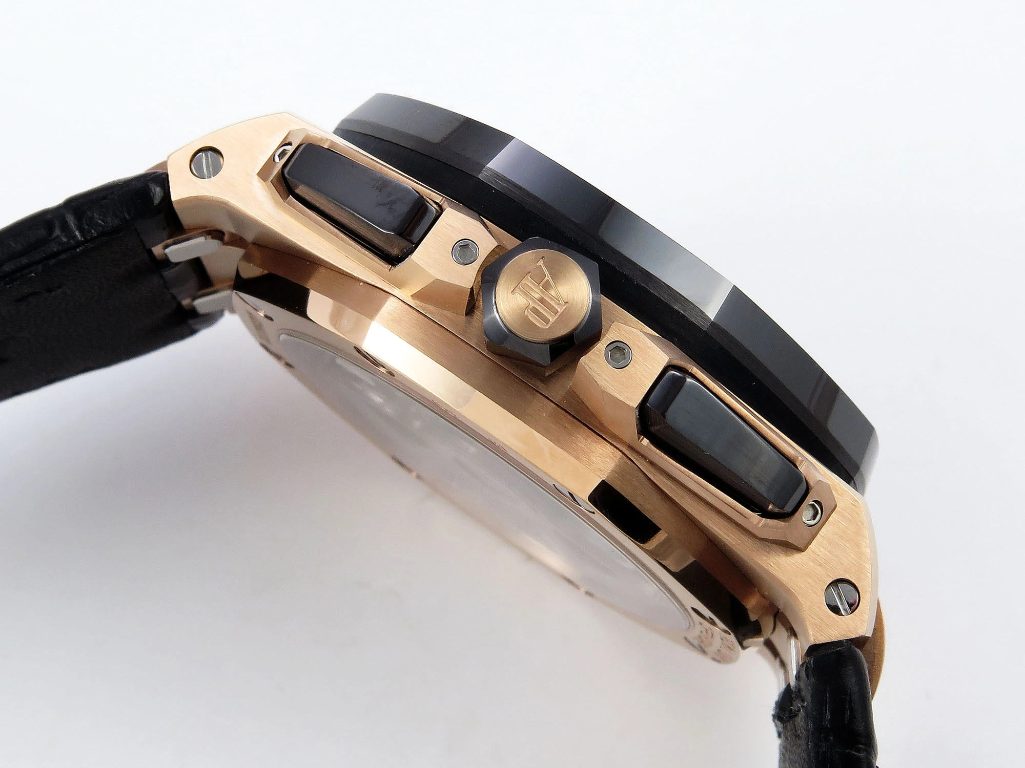 Royal Oak Offshore 43mm 26420ro RG APPF Best Edition Black Dial on Black Leather Strap A4401