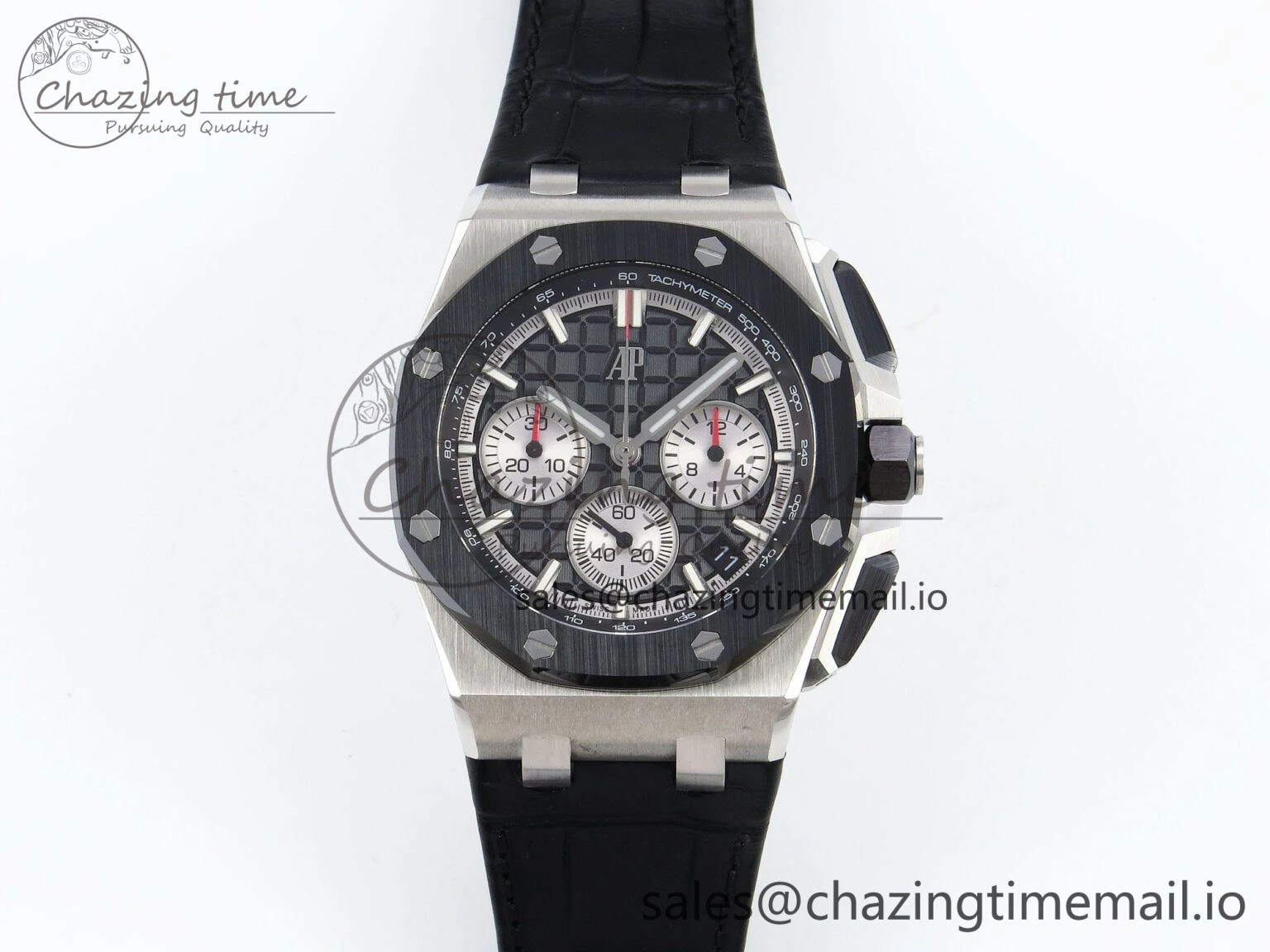 Royal Oak Offshore 43mm 26420so SS APPF Best Edition Black Dial on Black Leather Strap A4401