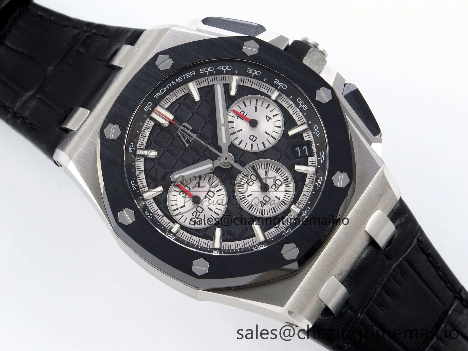 Royal Oak Offshore 43mm 26420so SS APPF Best Edition Black Dial on Black Leather Strap A4401