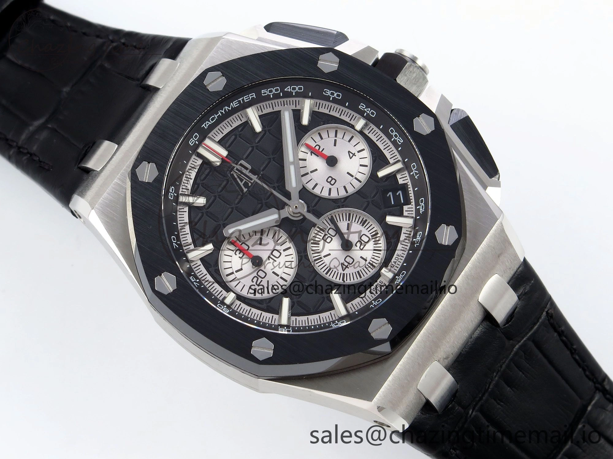 Royal Oak Offshore 43mm 26420so SS APPF Best Edition Black Dial on Black Leather Strap A4401