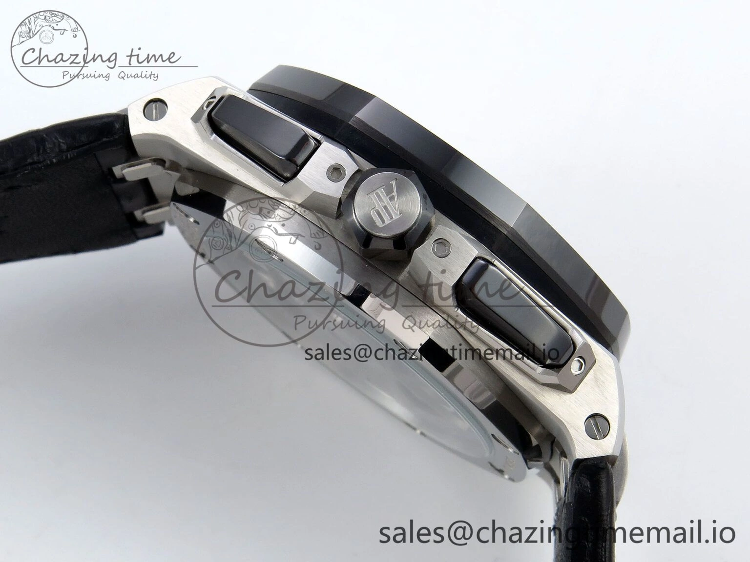 Royal Oak Offshore 43mm 26420so SS APPF Best Edition Black Dial on Black Leather Strap A4401