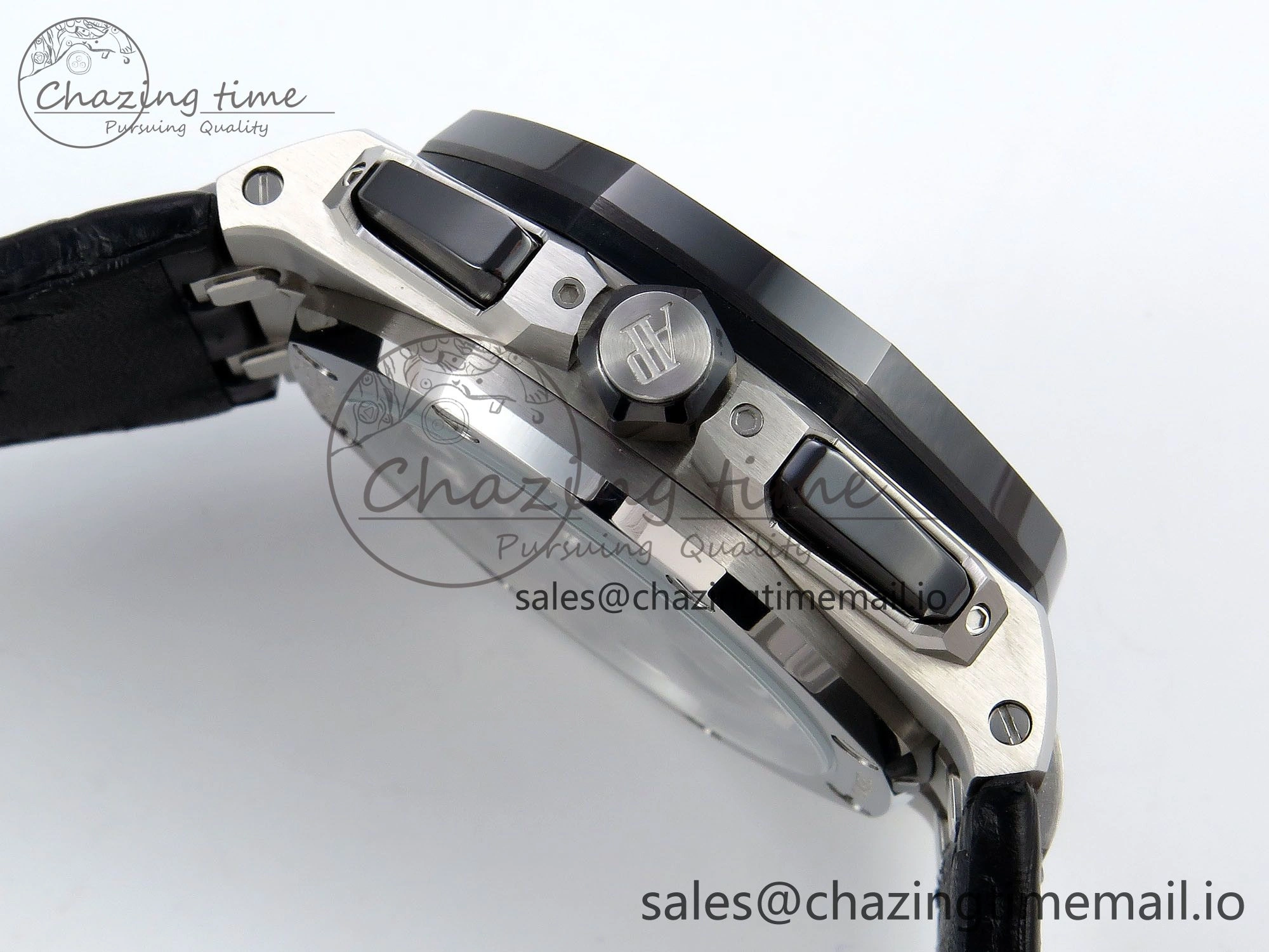 Royal Oak Offshore 43mm 26420so SS APPF Best Edition Black Dial on Black Leather Strap A4401